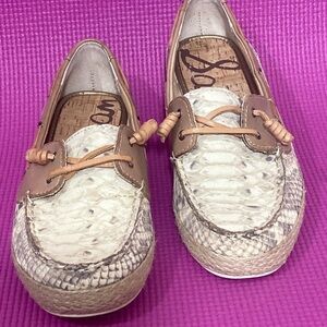 Sam Edelman NWOT Women's Snake-print Leather Boat Shoes - Size 6.5M